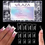 Laza 600pcs Medium Length Duck Nail Tips 12 Sizes Box-packed Clear Duck Nails Half Cover Wide Nail Tips French False Nail Tips for Acrylic Nails Extension Tips — 28MM