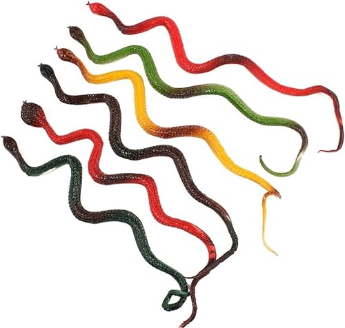 SEWACC 12 serpientes falsas pequeñas serpientes de goma realistas para decoración de Halloween, accesorios de broma, recuerdos de fiesta (color al