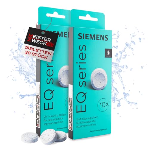 MEISTERZWECK4U - Lot de 2x10 tablettes de nettoyage compatibles avec Siemens EQ Series TZ80001A - Élimine les résidus de café et protège la machine