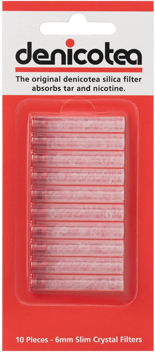 Denicotea Slim Crystal Filter - 10 Count - 3 Pack - 30 Filters Total - For Use with Nice Holders - Reduce Tar & Carcinogens - Will Not Affect Flavor - Reduce Staining of Skin - 10135
