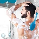 Bath Body Brush Long Handle Back Shower Brush Exfoliating Back, Body, and Feet Scrubber Soft Nylon Bristles (Blue) - Image 4