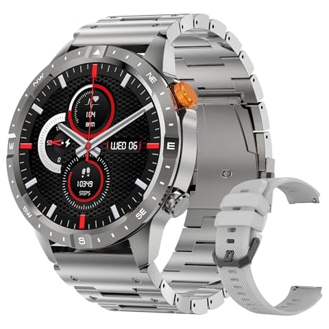 Military Smart Watch for Men, 1.43" HD Bluetooth Fitness Tracker for iPhone Android iOS , IP67 Waterproof Fitness Watch with Answer, Make Call, Heart Rate, Sleep Monitor, 100+ Sport Modes 57Silver Cover