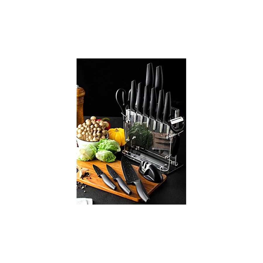 Kitchen-Knife-Set-Non-Stick-14-Pcs-Knives-Set-with-Block-Sharp-Stainless-Steel-Knife-Sets-Contain-6-Steak-Knives-Clear-Acrylic-Stand-Nonstick-Chef-Knife-Best-Gift Kitchen Knife Set Non Stick 14 Pcs Knives Set with Block Sharp Stainless Steel Knife Sets Contain 6 Steak Knives, Clear Acrylic Stand Nonstick Chef Knife Best Gift