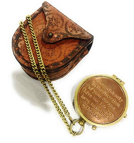 Brújula de campamento grabada con estuche de cuero miniatura 3