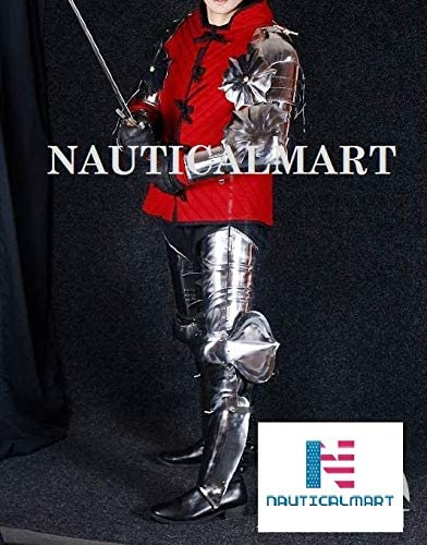NauticalMart Italian Gothic Armor Arms, Pauldrons and Legs LARP Armor Set Silver