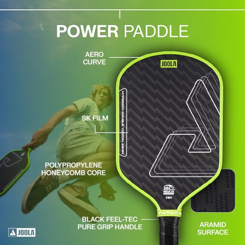 Image of JOOLA Double Vision 16mm Pickleball Paddle - Signature and Standard Shape - Aramid Surface for Softer Responsive Touch - SK Film for Reduce Vibration - USAP Approved - NFC Chip Enabled