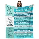 Whasnrt Book Lovers Gifts for Women, Just a Girl Who Loves Books Reading Blanket 60'X50', Bookish Blankets, Gifts for Readers, Bookworm Gifts Blanket, Books Accessories