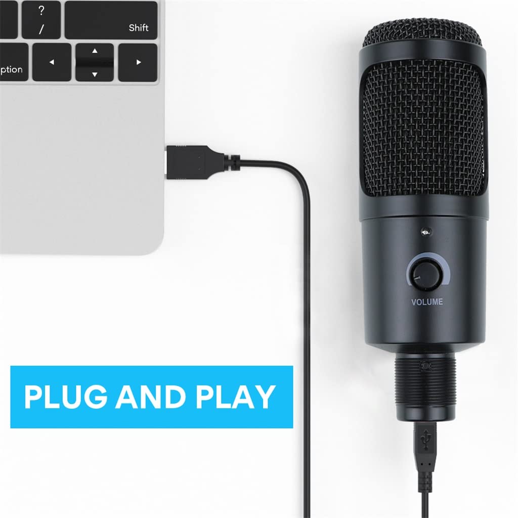 Microfono a condensatore Professionale Microfono USB, Adatto per Microfono di Registrazione da Studio di Computer, con Supporto