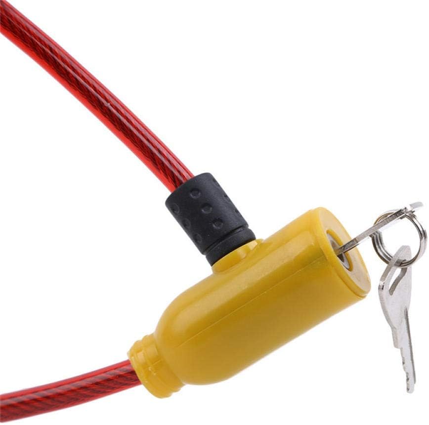 Chain Lock,Cycling Lock Padlock, Multifunctional Exquisite Steel Cable Lock Outdoor Supplies Anti-Theft Lock Mountain Bike Wire Lock-Black (Color : Red) (Color : Red)