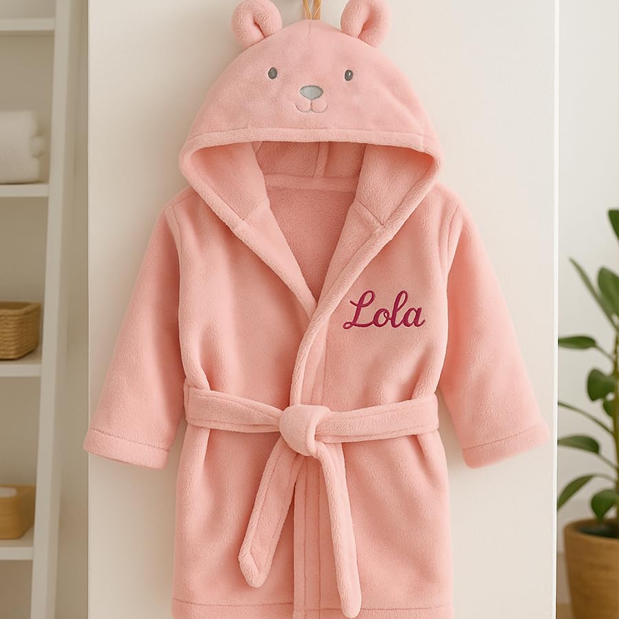 Peignoir Brodé Personnalisable avec Prénom pour Enfant ou Bébé