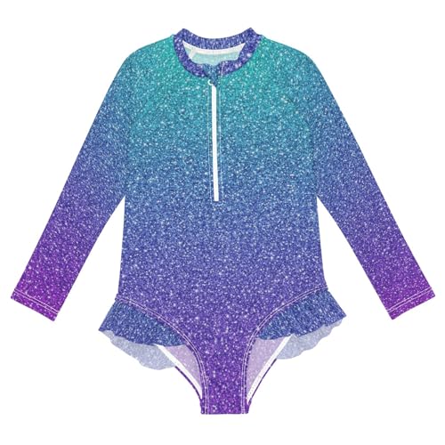 CHIFIGNO Quick Dry One Piece Swimsuit Girls Green Purple Gradient Bathing Suit Girls 3T