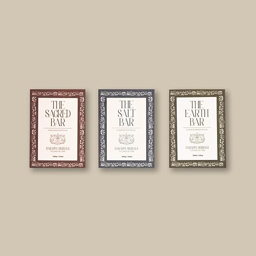 Harappa Herbals Soap Discovery Set - Sacred, Salt, and Earth Bar for Skin Relaxation, Detox, and Glowing, Handmade Soaps, ...