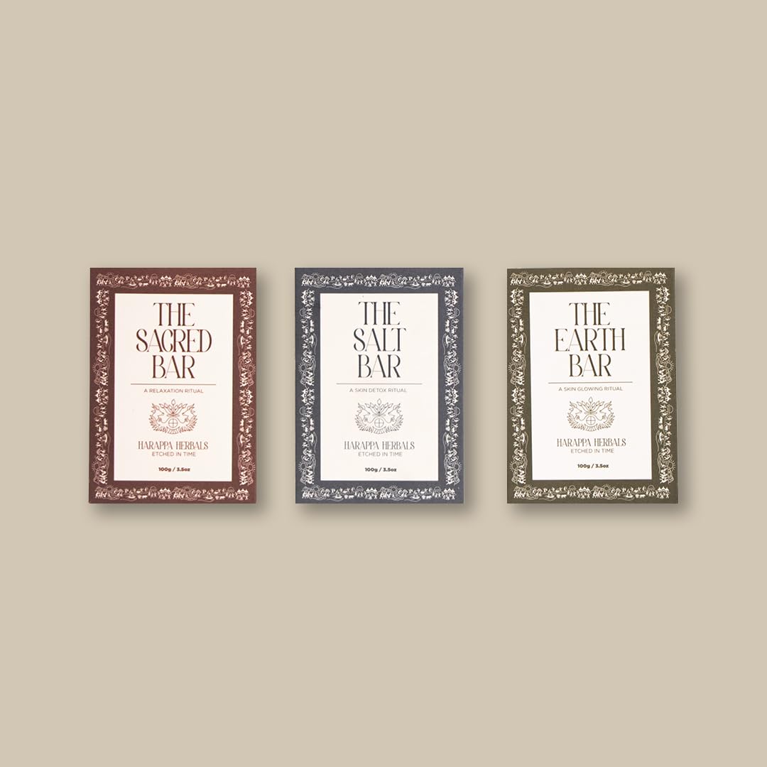 Harappa Herbals Soap Discovery Set - Sacred, Salt, and Earth Bar for Skin Relaxation, Detox, and Glowing, Handmade Soaps, ...