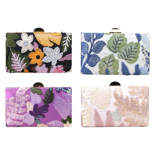 Sac de soirée paillettes et perles brodées avec chaîne amovible - 6