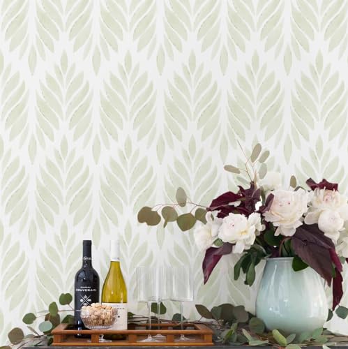 Boho Sage Green Modern Peel and Stick Wallpaper