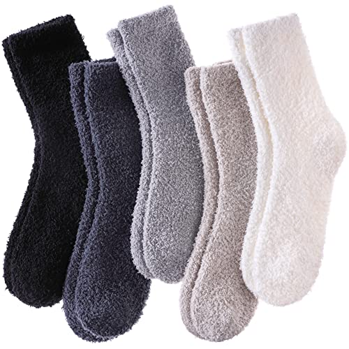 Image of LINEMIN Womens Fuzzy Socks Cozy Fluffy Winter Warm Slipper Socks Microfiber Soft Home Sleeping Socks