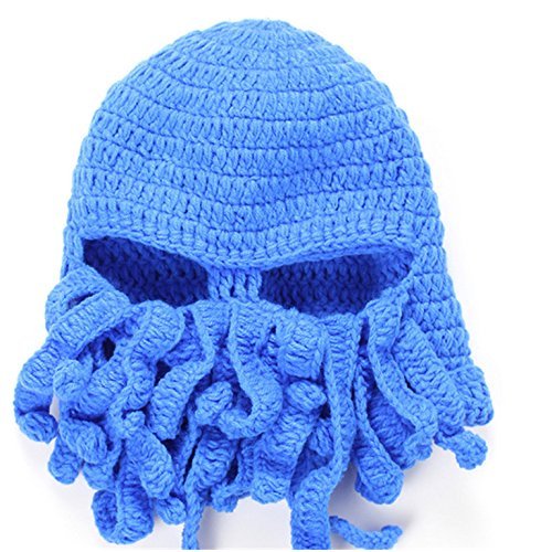 Lookout berretto caldo maglia Squid unisex adulto Barbarian barba cappello beanie lavorato a mano Octopus hat-blue