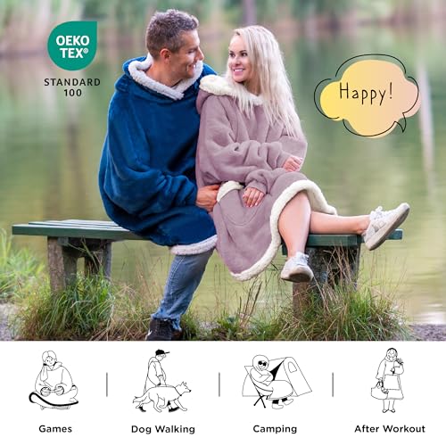 Bedsure Blanket Hoodie, Wearable Blanket for Adults & Kids as Gifts for Women Men, Birthday Gifts for Women Mom Girl Sherpa Oversized Hoodie, Lavender, Standard