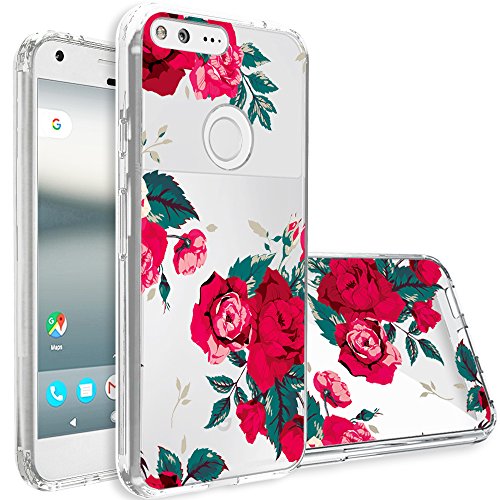 Google Pixel Case,Topnow [Anti-Scratch Pc + Shockproof Anti-Drop Soft Tpu] Advanced Printing Pattern Phone Cases Glossy Drawing Design Cover For Google Pixel(Flower-Rose Red) #TOP6