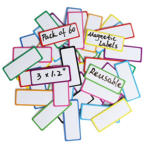 Dry Erase Magnetic Labels-60 PCS Reusable and...