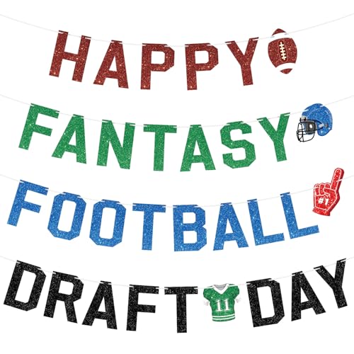 Atiloy Glitter for Fantasy Football Party Decorations Football Banner for Fantasy Party Banner Hanging Garland Party Decorations for Birthday Sports Themed Decor Supplies