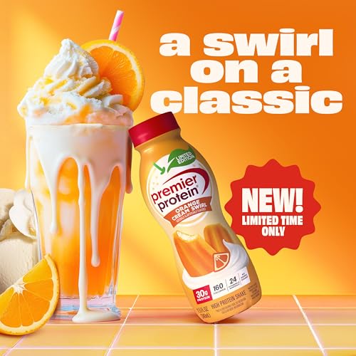 Image of Premier Protein Shake, LIMITED EDITION Orange Cream Swirl, 30g Protein, No Added Sugar, 24 Vitamins & Minerals to Support Immune Health, Gluten-Free, 11.5 fl oz (12 Pack)