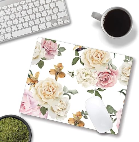 Image of Premium-Textured Mouse Pad, Non-Slip Rubber Base Mousepad for Laptop, Computer & PC, 9.5x7.9 in - Enhanced Precision, Ergonomic Comfort, Ideal for Gaming & Office (Roses Flower)