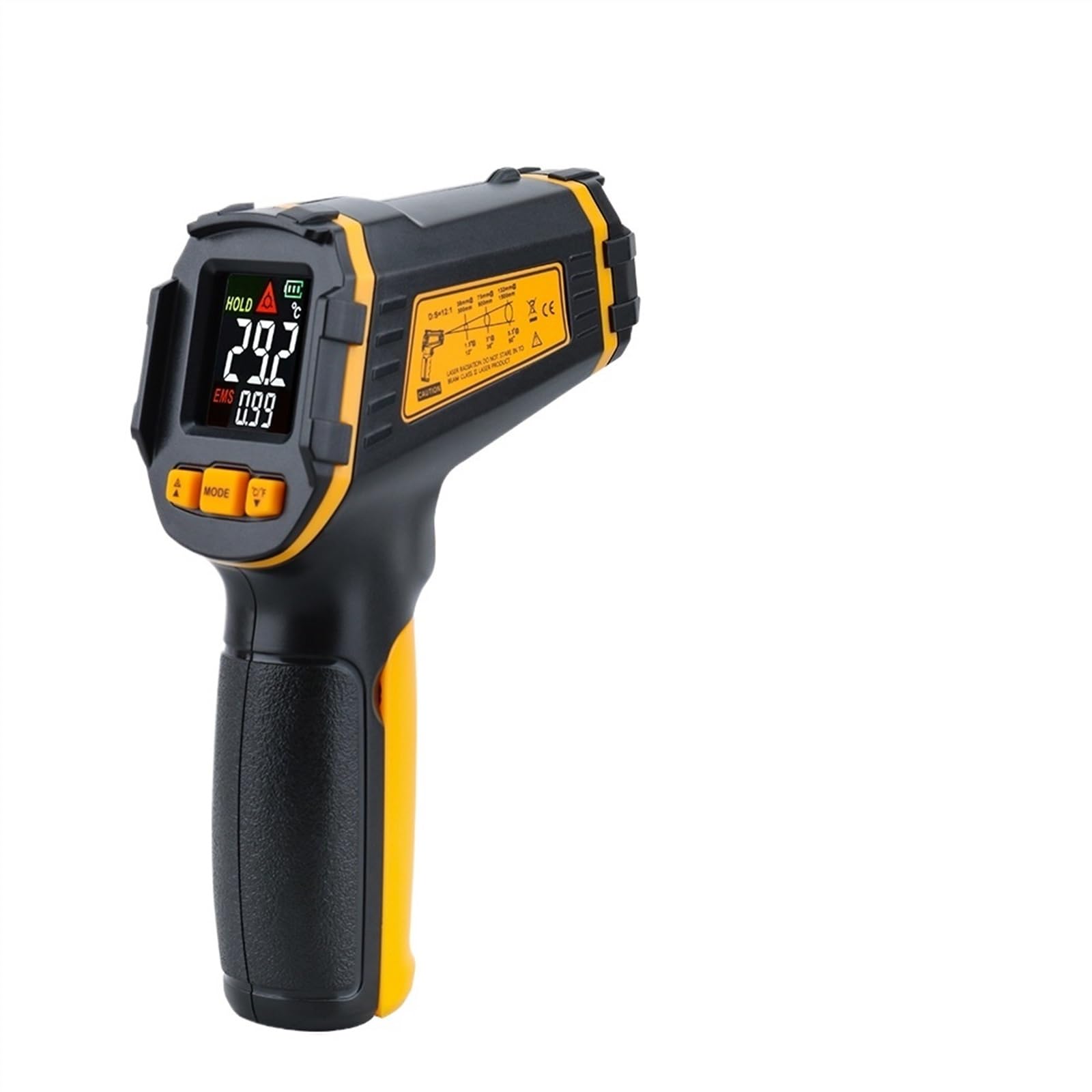 Termómetro infrarrojo Digital, medidor de temperatura láser, pirómetro sin contacto, higrómetro, termómetro IR, alarma de luz LCD a Color (Color : ST490)