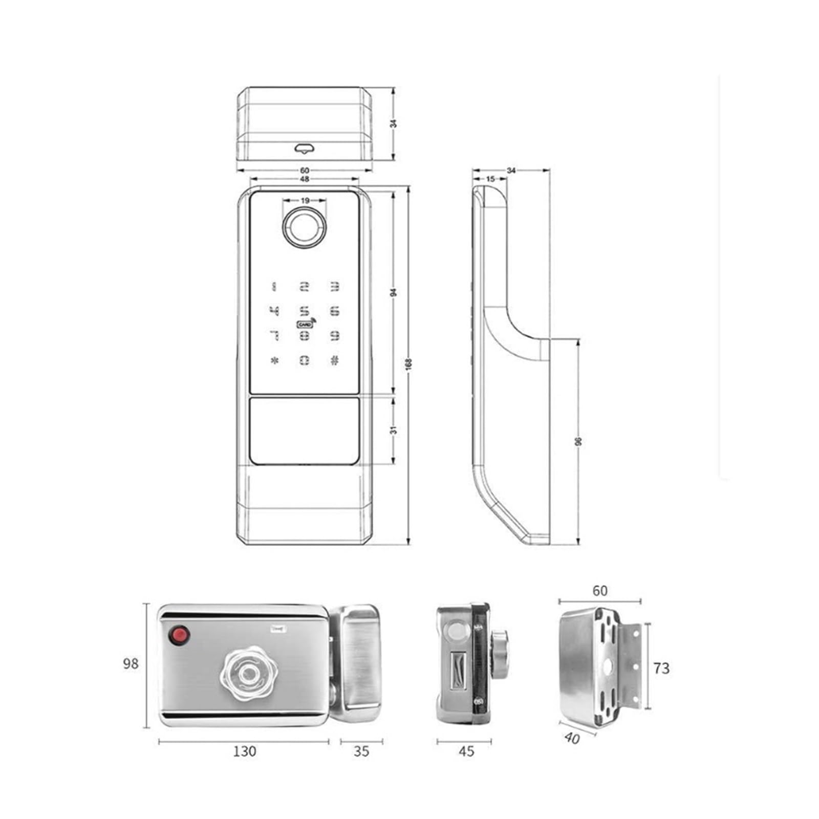 Serratura intelligente impermeabile con impronta digitale, cancello esterno, Bluetooth, password, scheda, chiave meccanica