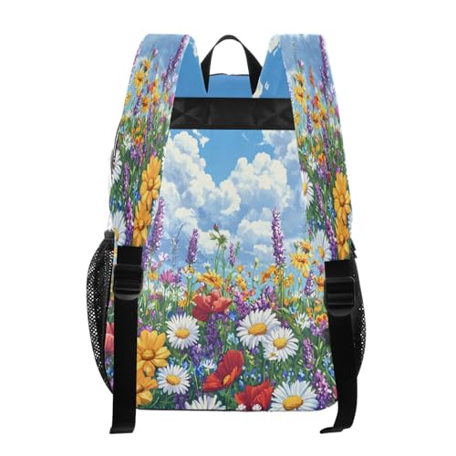 Colorful Wildflowers Clear Backpack - Stadium Approved Large 15.7-inch Waterproof Transparent Bag for Sports, Concerts, Work, Travel#1323