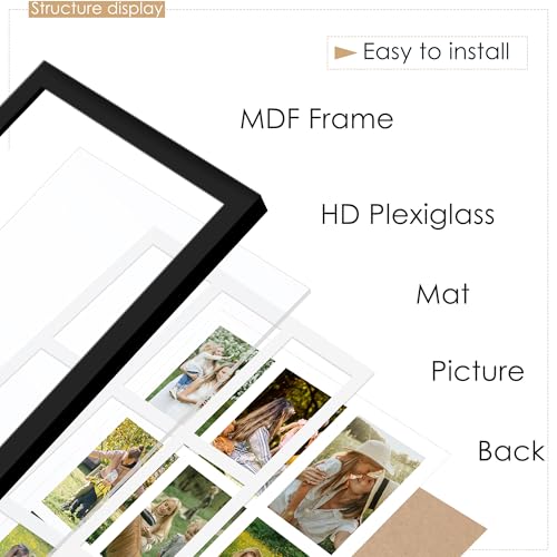 Image of DUENPY 13x19 Collage Picture Frame 4x6 Picture Frames Collage Wall Decor Displays Nine 4x6 inch Photos Available Horizontal Wall Mounting Display and Vertical Black