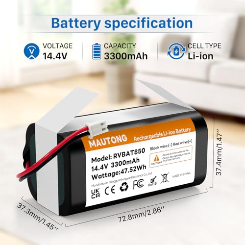 Image of RVBAT850 Battery Replacement for Shark Ion Vacuum, Compatible with Shark RVBAT850 Ion Battery RV1001AE R75 R85 R761 RV850 RV1000S RV1000VL RV700 N RV720 N(2-Prong Connector)
