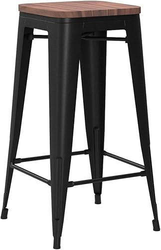 Miniatura 20 de Yongqiang Taburetes de bar de metal de 30 pulgadas, juego de 4 taburetes industriales apilables de altura de barra, taburetes de cocina altos sin