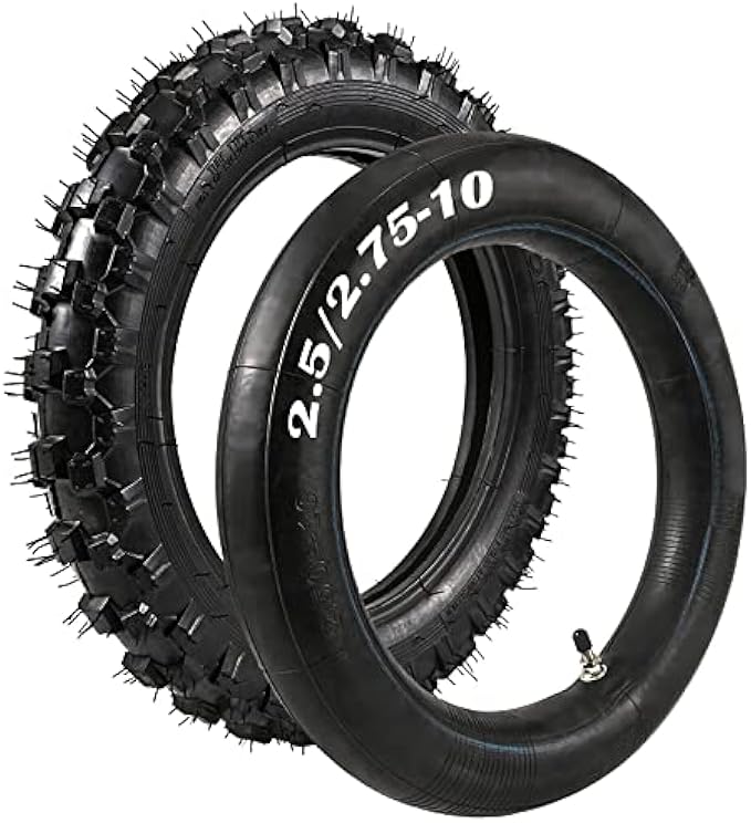 2.5-10 Dirt Bike Tire,2.5-10" Off-Road Tire and Inner Tube Set,2.50/2.75-10 Dirt Bike Replacement Inner Tubes,Compatible with Honda XR50/CRF50, Suzuki JR50/DRZ70, and Yamaha PW50