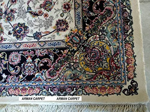 Image of High Density Export Quality Classical Pure Silk Carpet for Your Hall & Living Room 10 X1 3 Feet (90x150 cm) Ivory Multi