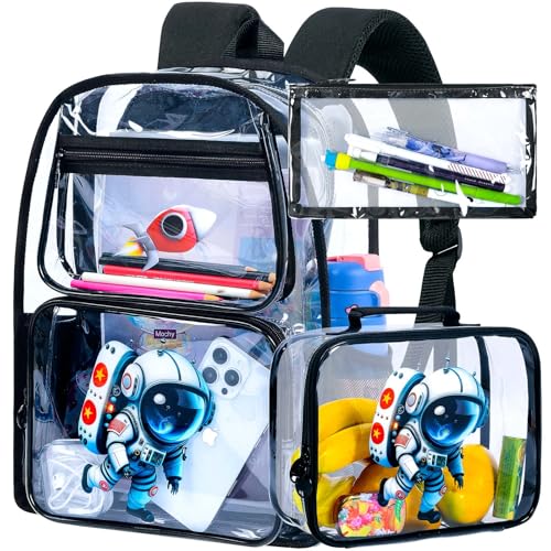 Image of KLFVB 3PCS Clear Backpack for Girls and Boys, Kids See Through Backpacks Stadium Approved, Transparent Bookbag for Elementary