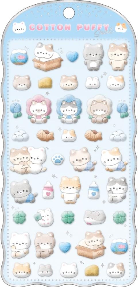 Amazon | クラックス コットンパフィーシール ネコ 135607 | シール