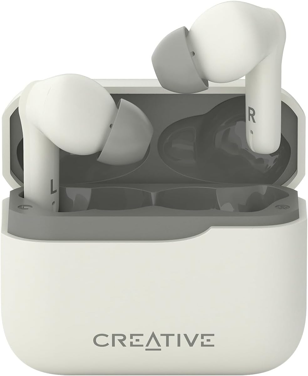 Creative Zen Air Plus Lightweight True Wireless in-Ears with Bluetooth LE Audio, Hybrid Active Noise Cancellation, Ambient Mode, Up to 32 Hours Total Playtime, 6 Mics with ENC Technology (Cream)
