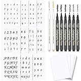 Calligraphy Brush Pens Set Hand Lettering Pens Kit for Beginners, Including 4 Styles of Fonts for...