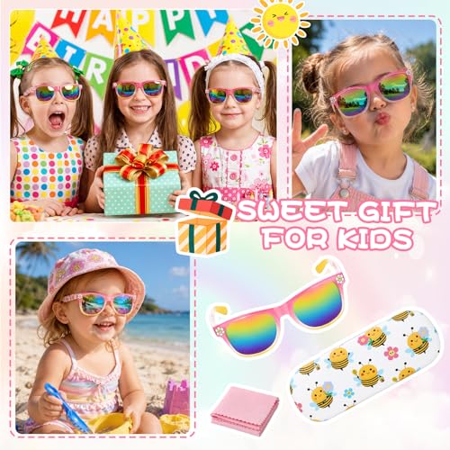 Image of Kids Sunglasses for Girls with Eyeglasses Case for Party Beach Dress Up Glasses