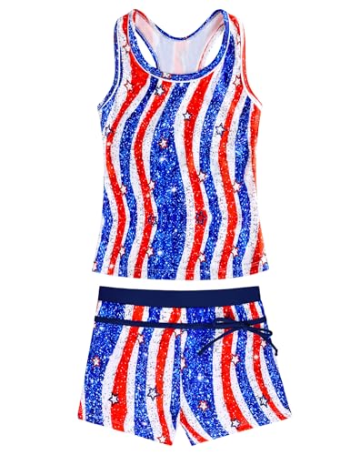 Image of Girls Swimsuits 2 Piece Summer Boyshort Bathing Suit Rash Guard Swimwear for Kids Child Beach with Sun Protection