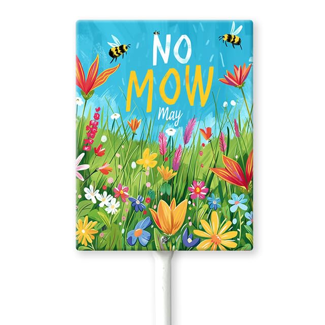 Geroclonup No Mow May Sign with Metal Stake 7 x 8.8 Inches No Mow May Yard Sign No Mow Signs Aluminum ​Garden Signs Outdoor for Lawn Yard Garden Decor, Easy to Install