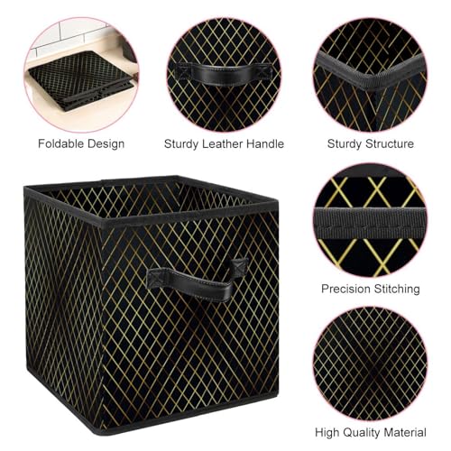 Bacs de rangement en tissu premium noir et or pour placard