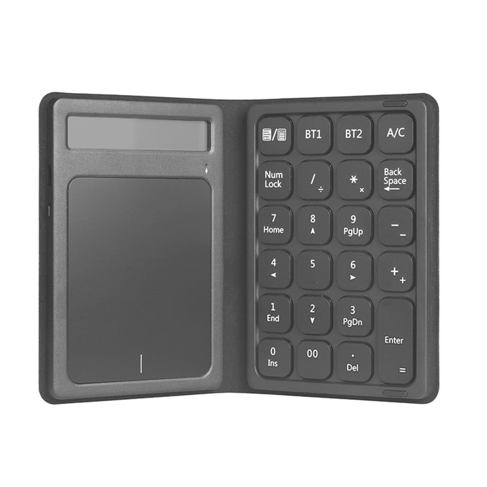 Teclado Numérico Bluetooth Plegable con Panel Táctil, Calculadora Portátil, Teclado Numérico Inalámbrico para PC y Portátil.