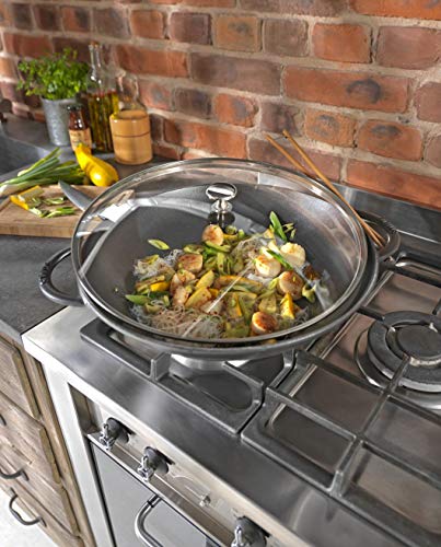 Wok gris de hierro fundido 37 cm con tapa de vidrio miniatura 5