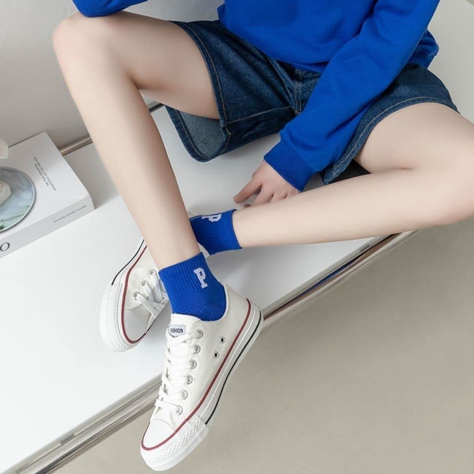 ALTALIVA 5/6 Pack Blue Women Casual Cotton Socks Low-Cut Crew Socks for girls3