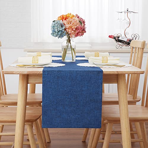 Homaxy Cotton Linen Table Runner, Blue Table Runners 72 Inches Long, Classic Hemstitch, Handcrafted Dining Table Runner For Dining Party Holiday, Machine Washable Table Runners, 13 X72 Inch #TOP3