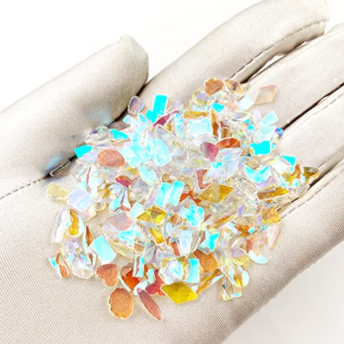 Queenme Nail Art Aurora Rhinestones - Mixed Shapes, Shiny Glass for Nail Art, DIY, Crafts (Bag of 144) (Aurora AB)