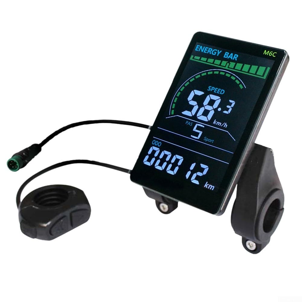 Ebike Display M6C - Pantalla LCD TFT de 3,6 pulgadas y 5 pines para bicicleta eléctrica, indicador de batería, montaje en manillar de nivel PAS