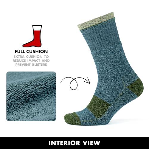 GoWith 2 Pairs Merino Wool Full Cushion Hiking Socks for Men & Women, Thermal Warm Seamless Crew Boot Socks for Mountaineers3